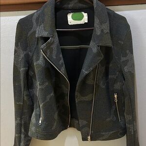 Anthropologie Dark Camouflage Bomber Jacket